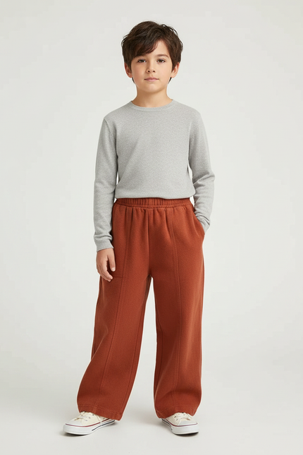 Pantalon Chinois Orange Ample Enfant Décontracté Uni - Molleton