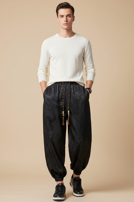 Pantalon Chinois Soie - Noir