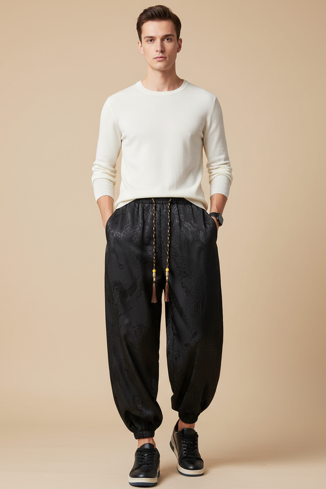 Pantalon Chinois Soie - Noir