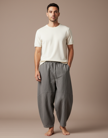 Pantalon Chinois Homme Sarouel Lin - Gris