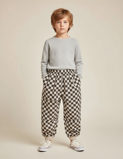 Pantalon Chinois À Carreaux Ample Unisexe Décontracté - Multicolore Molleton