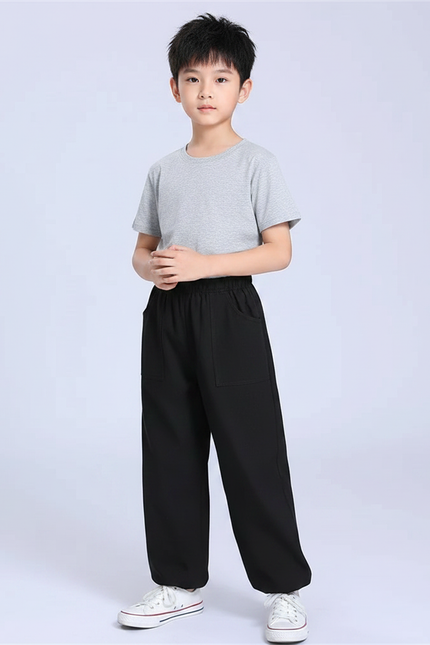 Pantalon Chinois Noir Ample Coton Unisexe Décontracté