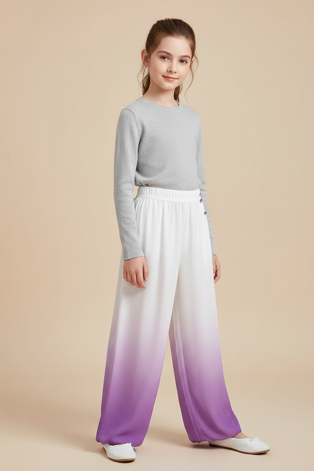 Pantalon Chinois Dégradé Ample Fluide Enfant Violet - Viscose
