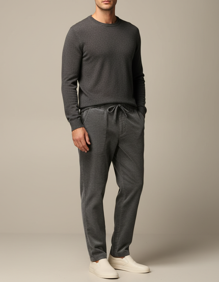 Pantalon Chinois Gris Côtelé Décontracté Homme - Cordé