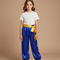 Pantalon Chinois Bleu Satiné Ample Enfant Traditionnel