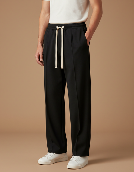 Pantalon Chinois Noir Ample Décontracté Cordon Homme - Polyester