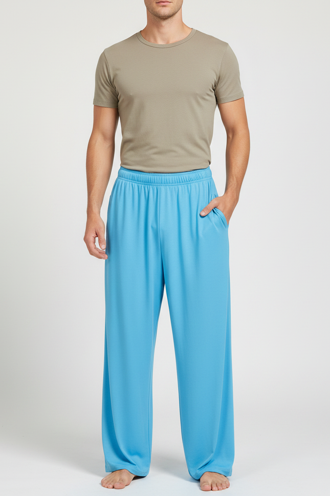 Pantalon Chinois Bleu Ciel Ample Fluide Unisexe - Polyester