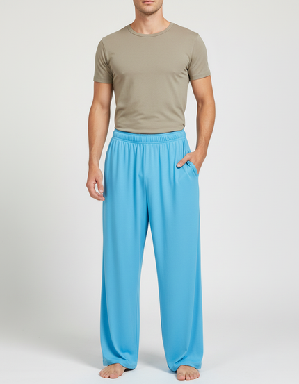 Pantalon Chinois Bleu Ciel Ample Fluide Unisexe - Polyester