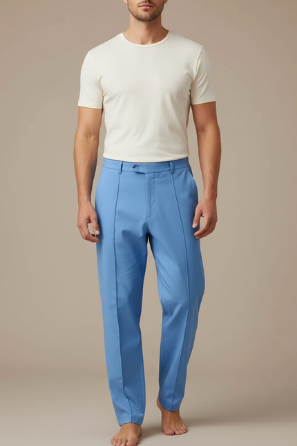 Pantalon Chinois Bleu Ciel Droit Décontracté Homme - Gabardine