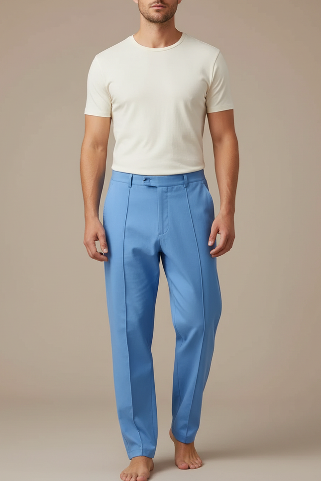 Pantalon Chinois Bleu Ciel Droit Décontracté Homme - Gabardine
