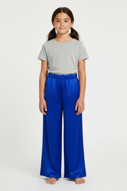 Pantalon Chinois Bleu Royal Satin Fluide Ample
