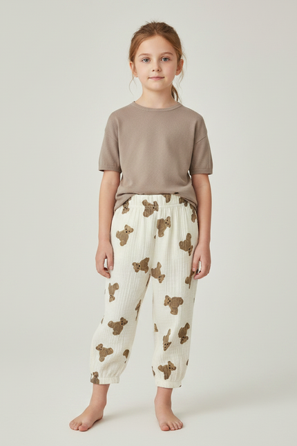 Pantalon Chinois Blanc Coton Ample Ours Enfant