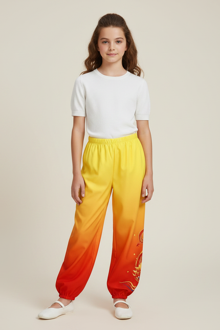 Pantalon Chinois Dégradé Ample Dragon Enfant - Multicolore Polyester
