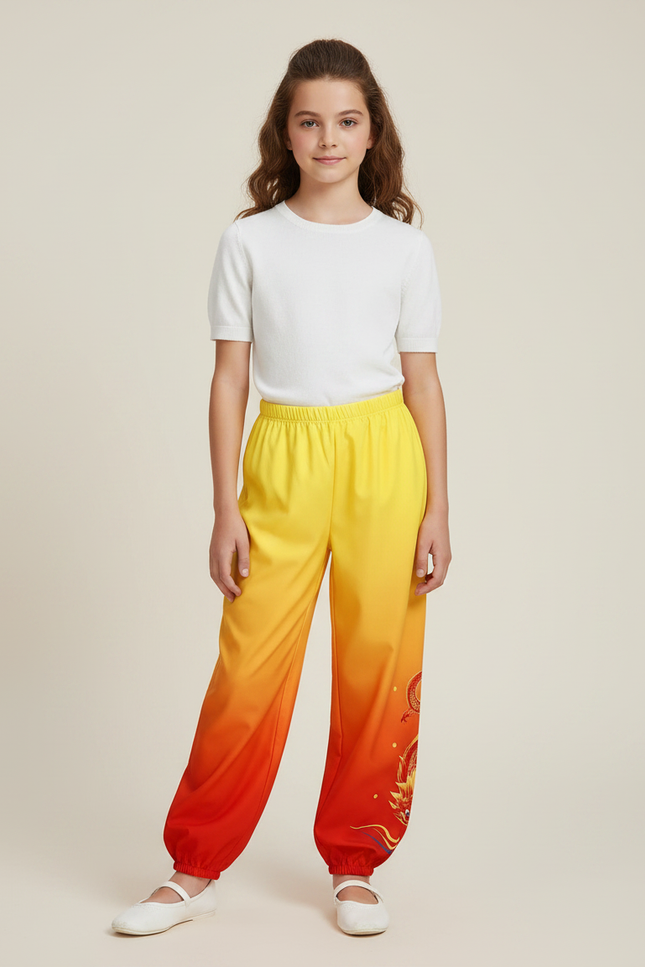 Pantalon Chinois Dégradé Ample Dragon Enfant - Multicolore Polyester