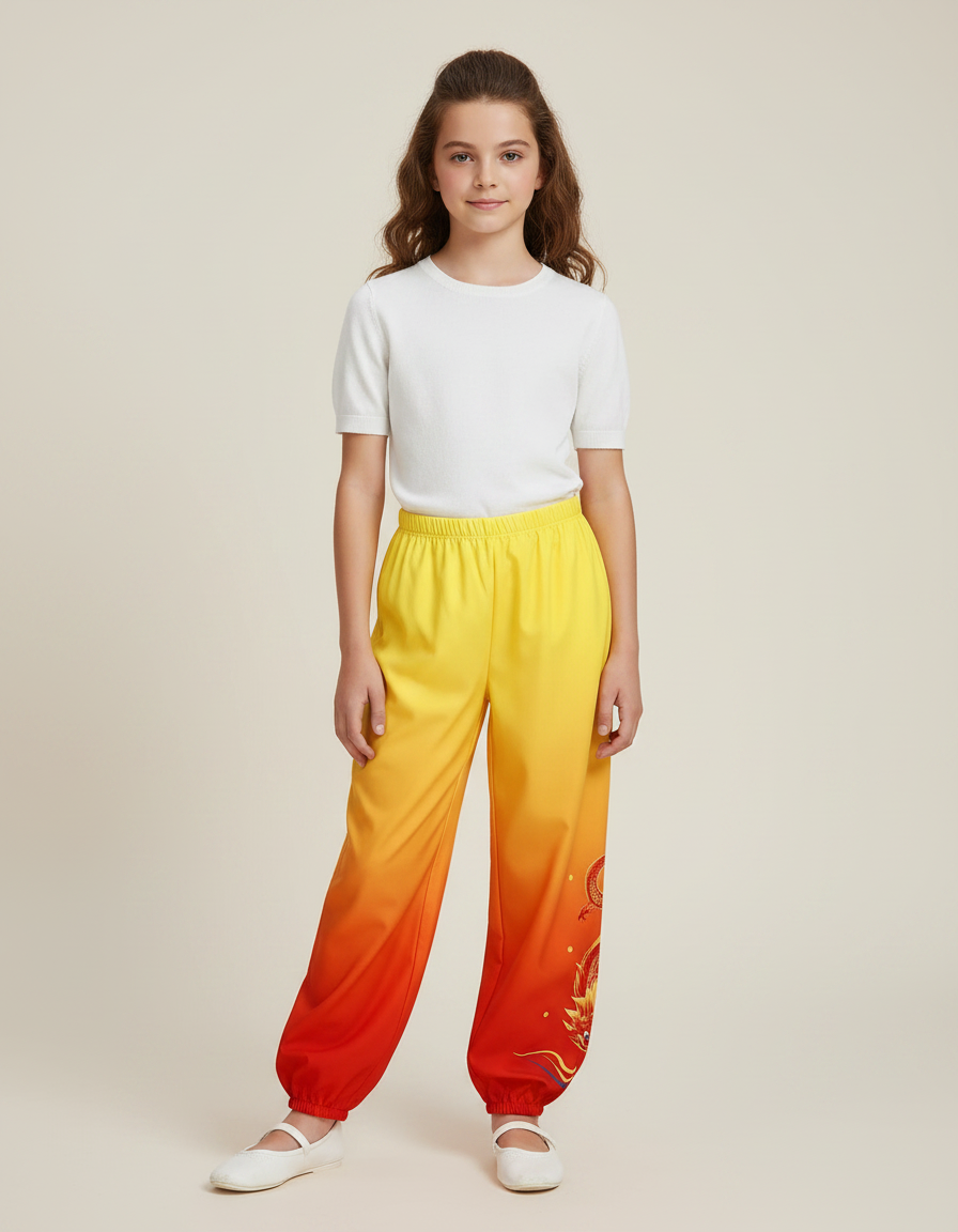 Pantalon Chinois Dégradé Ample Dragon Enfant - Multicolore Polyester