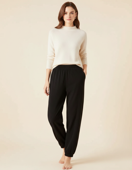 Pantalon Chinois Noir Côtelé Ample Confortable - Cordé