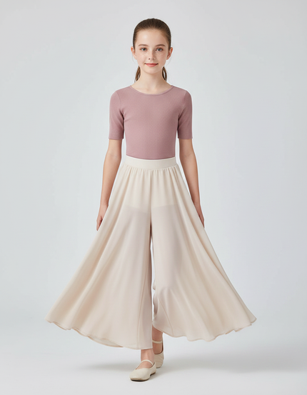 Pantalon Chinois Crème Fluide Ample Chiffon Enfant - Beige Polyester