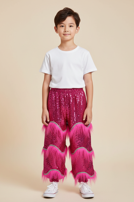 Pantalon Chinois Pailleté Rose Franges Danse Enfant - Polyester