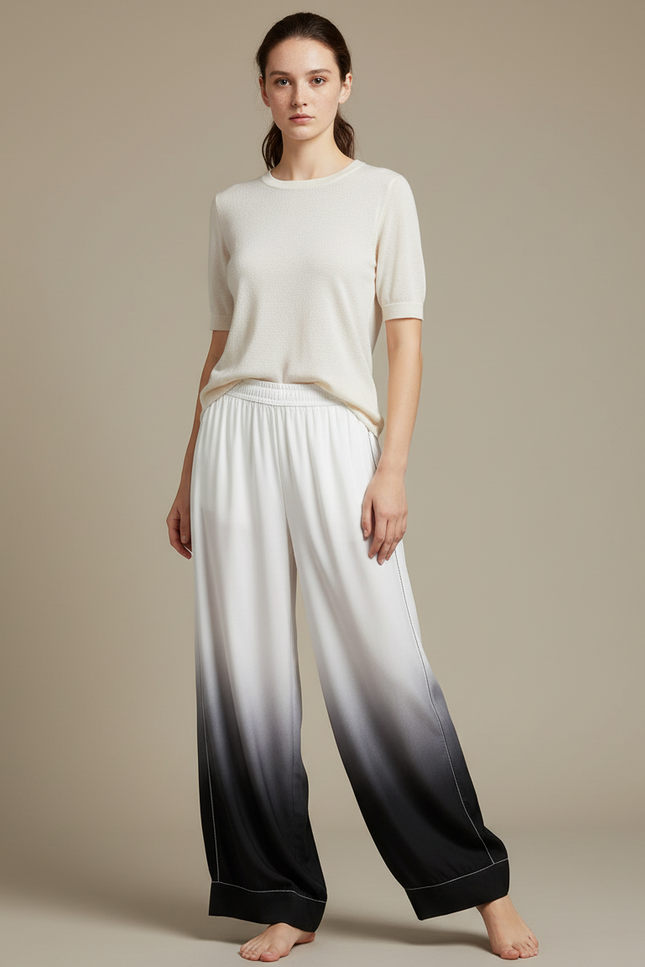 Pantalon Chinois Dégradé Fluide Ample Femme - Multicolore Satin