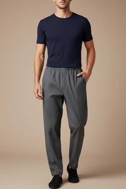 Pantalon Chinois Gris Décontracté Élastique Homme - Gabardine