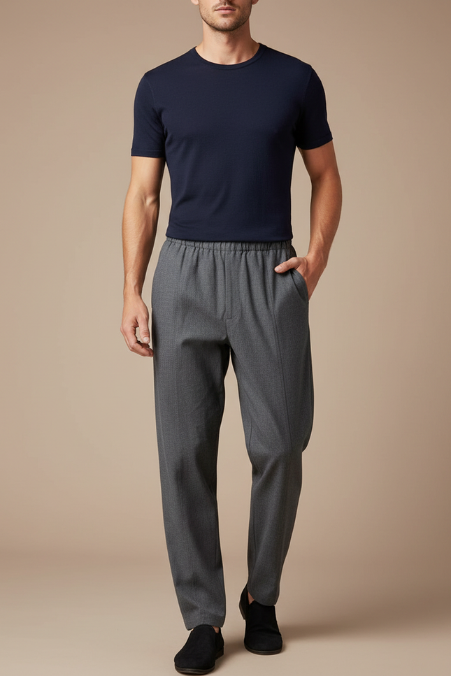 Pantalon Chinois Gris Décontracté Élastique Homme - Gabardine