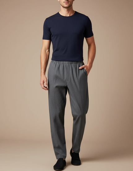 Pantalon Chinois Gris Décontracté Élastique Homme - Gabardine