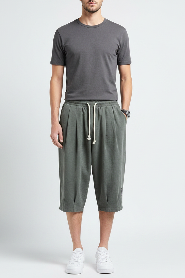 Pantalon Chinois Vert Armée Coton Ample Décontracté Homme - Kaki Molleton