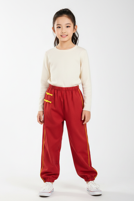 Pantalon Chinois Rouge Ample Sport Enfant Traditionnel - Molleton