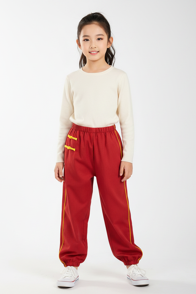 Pantalon Chinois Rouge Ample Sport Enfant Traditionnel - Molleton
