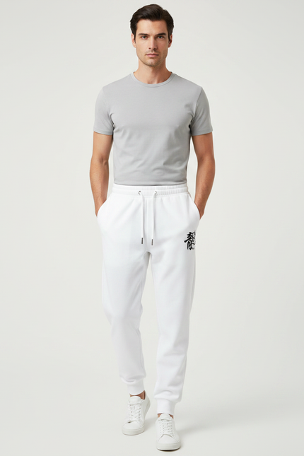 Pantalon Chinois Blanc Jogging Dragon Coton Homme - Molleton