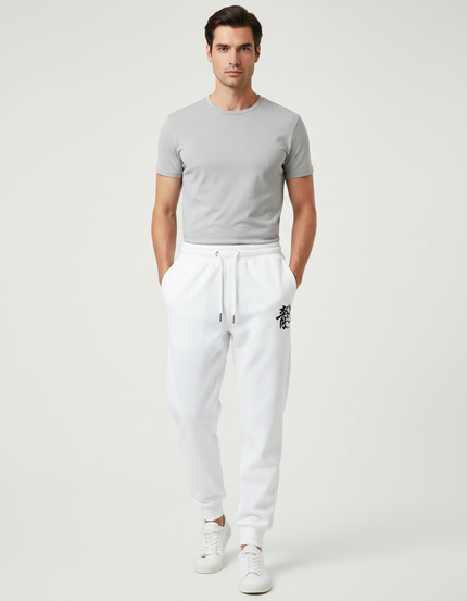 Pantalon Chinois Blanc Jogging Dragon Coton Homme - Molleton