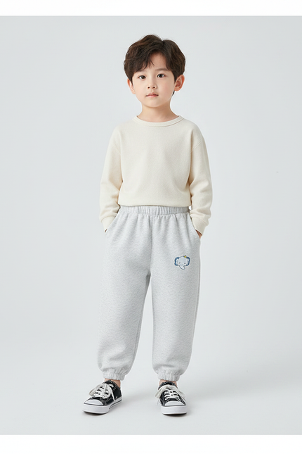 Pantalon Chinois Gris Décontracté Coton Élastique Enfant - Molleton