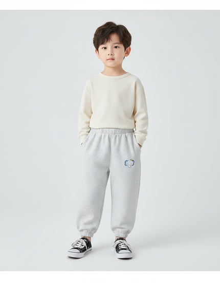 Pantalon Chinois Gris Décontracté Coton Élastique Enfant - Molleton