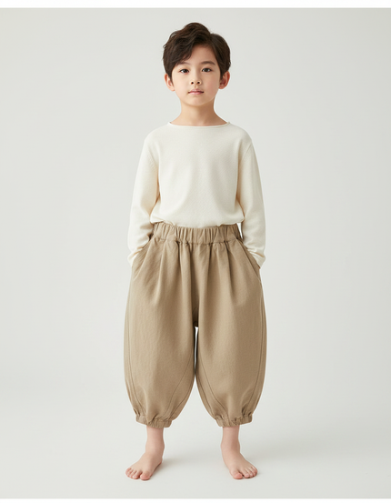 Pantalon Chinois Beige Ample Décontracté Harem Enfant - Coton