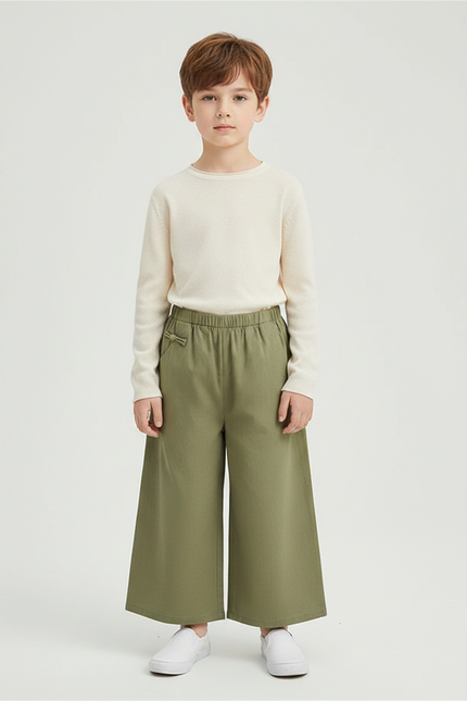 Pantalon Chinois Kaki Ample Coton Enfant Décontracté