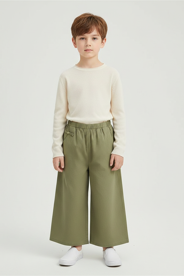Pantalon Chinois Kaki Ample Coton Enfant Décontracté