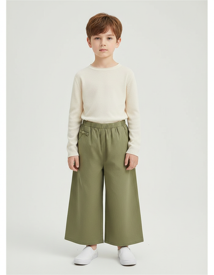Pantalon Chinois Kaki Ample Coton Enfant Décontracté