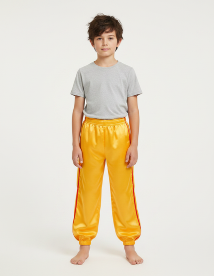 Pantalon Chinois Jaune Satiné Ample Élastique Garçon
