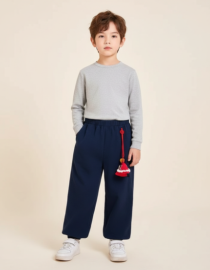 Pantalon Chinois Bleu Marine Ample Garçon Décontracté - Molleton