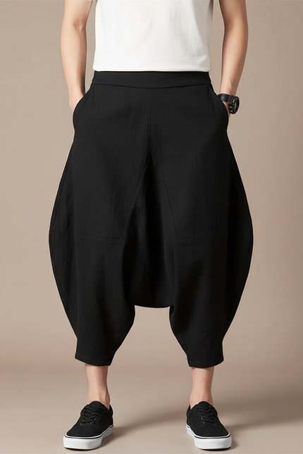 Pantalon Chinois Noir Ample Coton Homme Décontracté