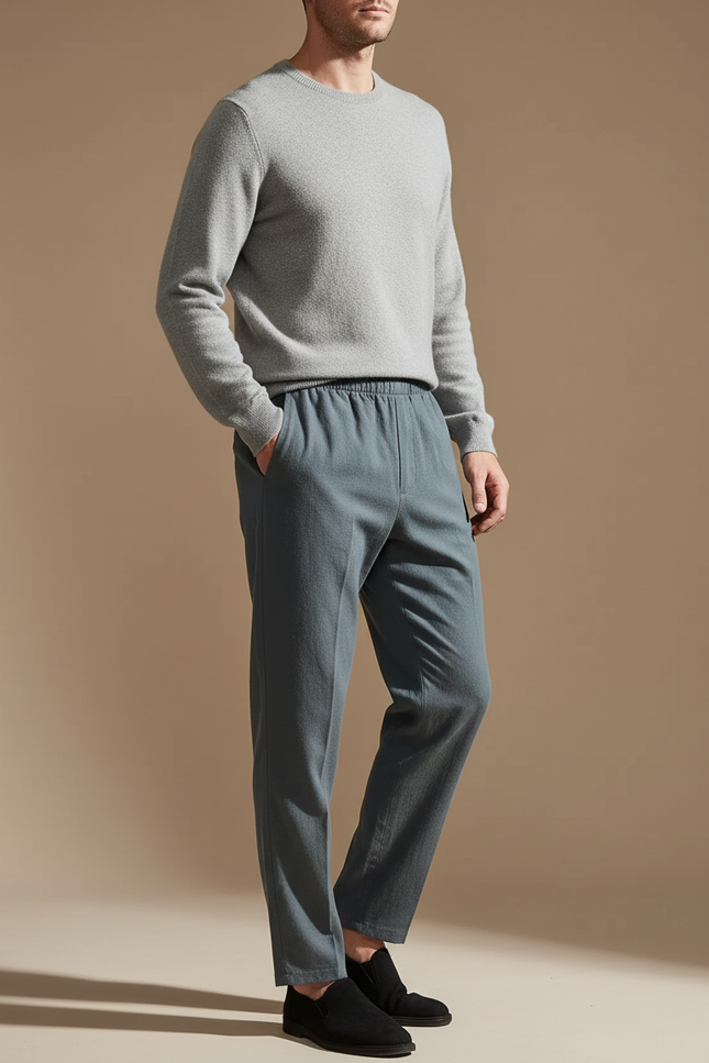 Pantalon Chinois Gris Décontracté Ample Coton Homme