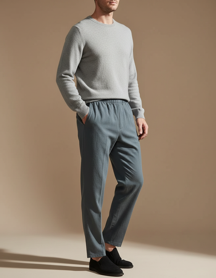 Pantalon Chinois Gris Décontracté Ample Coton Homme