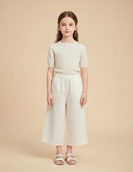 Pantalon Chinois Blanc Ample Lin Fille Décontracté