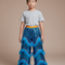 Pantalon Chinois Pailleté Bleu Franges Danse Enfant - Polyester