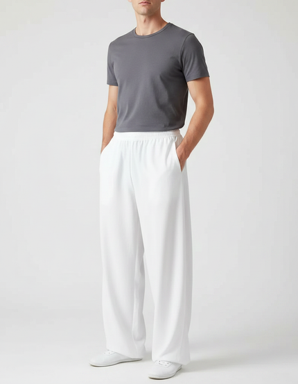 Pantalon Chinois Blanc Ample Fluide Coton Homme