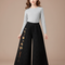 Pantalon Chinois Noir Brodé Ample Large Enfant - Laine