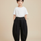 Pantalon Chinois Noir Ample Plissé Décontracté Garçon - Gabardine