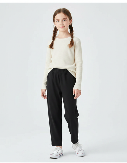 Pantalon Chinois Noir Ample Décontracté Enfant - Polyester