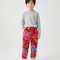 Pantalon Chinois Rouge Floral Matelassé Enfant Doublé - Velours