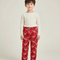 Pantalon Chinois Rouge Matelassé Enfant Motif Floral - Polyester
